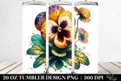 20 Oz Tumbler Sublimation | Wooden Stained Pansy Product Image 2