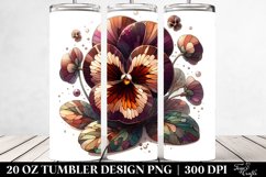 20 Oz Tumbler Sublimation | Wooden Stained Pansy Product Image 2