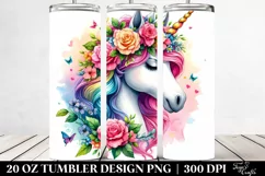 Floral Unicorn Wreath, Style | 20 oz Tumbler Product Image 2