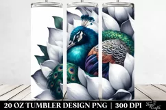 Sleeping Peacock Watercolor | 20 oz Tumbler Product Image 2