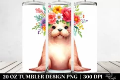Cartoon Walrus Flower Crown | 20 oz Tumbler Product Image 2