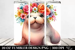 Cartoon Walrus Flower Crown | 20 oz Tumbler Product Image 2