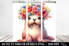 Cartoon Walrus Flower Crown | 20 oz Tumbler Product Image 2