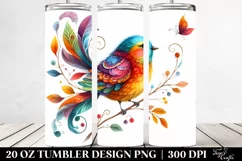 Colorful Bird Watercolor | 20 oz Tumbler Product Image 2