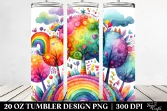 Vibrant Rainbow Trees Watercolor | 20 oz Tumbler Product Image 2