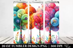 Vibrant Rainbow Trees Watercolor | 20 oz Tumbler Product Image 2