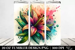 Abstract Stained Lily Watercolor | 20 oz Tumbler Product Image 2