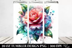 Abstract Shiny Camellia Watercolor | 20 oz Tumbler Product Image 2