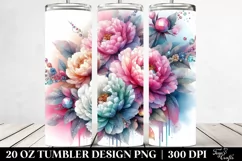 Pastel Peonies with Diamonds | 20 oz Tumbler Product Image 2