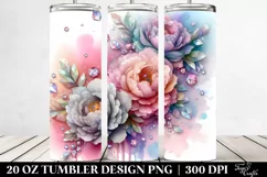 Pastel Peonies with Diamonds | 20 oz Tumbler Product Image 2