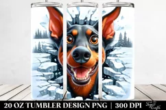 Doberman Watercolor Crazy Looking | 20 oz Tumbler Product Image 2
