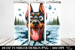 Doberman Watercolor Crazy Looking | 20 oz Tumbler Product Image 2