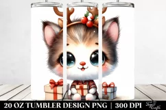 Watercolor Kitten with Reindeer Horns, Transparent 20 Oz Product Image 2