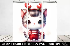 Watercolor Kitten with Reindeer Horns, Transparent 20 Oz Product Image 2