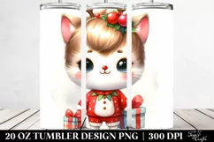 Watercolor Kitten with Reindeer Horns, Transparent 20 Oz Product Image 2