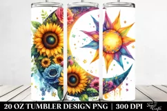 Colorful Half Moon and Stars 20 Oz Tumbler Product Image 2