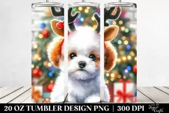 Watercolor Bichon Frise with Reindeer Horns, Transparent 20 Product Image 2