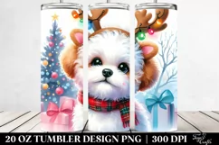 Watercolor Bichon Frise with Reindeer Horns, Transparent 20 Product Image 2