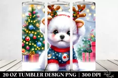 Watercolor Bichon Frise with Reindeer Horns, Transparent 20 Product Image 2