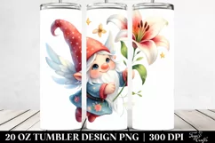 Cute Gnome with Lily | 20 Oz Tumbler Product Image 2