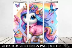 Cute Dressed Unicorn Drawing | 20 oz Tumbler Product Image 2