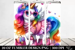 Cute Dressed Unicorn Drawing | 20 oz Tumbler Product Image 2