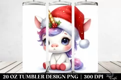 Cute Unicorn with Santa Hat 20 Oz Tumbler Product Image 2