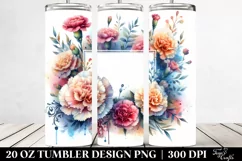 Watercolor Carnation Frame 20 Oz Tumbler Product Image 2