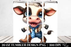 Expressive Baby Cow Caricature | 20 Oz Tumbler Product Image 2