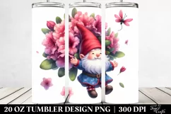 Cute Gnome with Large Rhododendron | 20 Oz Tumbler Product Image 2