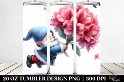Cute Gnome with Large Rhododendron | 20 Oz Tumbler Product Image 2