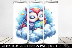 Colorful Owl Sleeping on a Cloud | 20 Oz Tumbler Product Image 2