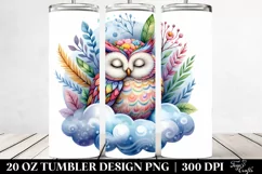 Colorful Owl Sleeping on a Cloud | 20 Oz Tumbler Product Image 2