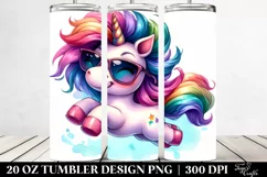 Jumping Cute Unicorn 20 Oz Tumbler Product Image 2