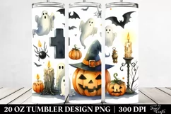Watercolor Halloween Candle 20 Oz Tumbler Product Image 2