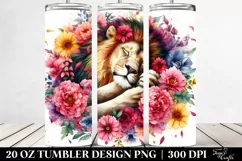 Colorful Watercolor Lion Sleeping in a Flower | 20 Oz Product Image 2