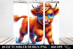 Cute Baby Highland Cow Running | 20 oz Tumbler Product Image 2