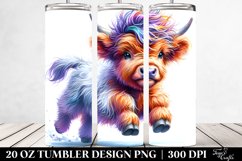 Cute Baby Highland Cow Running | 20 oz Tumbler Product Image 2