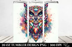 Abstract Vibrant Watercolor Owl | 20 oz Tumbler Product Image 2