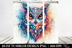 Abstract Vibrant Watercolor Owl | 20 oz Tumbler Product Image 2