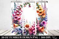 20 Oz Tumbler Sublimation | Vibrant Foxglove Watercolor Product Image 2