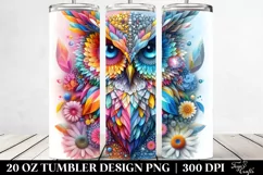 Abstract Owl Diamonds Flowers. 20 Oz Tumbler Design Product Image 2