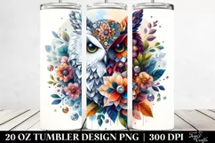 Abstract Owl Diamonds Flowers. 20 Oz Tumbler Design Product Image 2