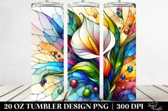Colorful Stained with Calla Lily 20 Oz Tumbler Product Image 2
