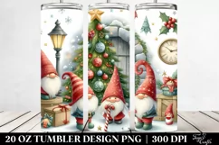 Cute Watercolor Gnomes by Christmas Tree Clipart Product Image 2