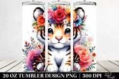 Vibrant Tiger Flower Crown | 20 oz Tumbler Product Image 2