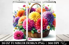 Colorful Basket with Dahlia 20 Oz Tumbler Product Image 2