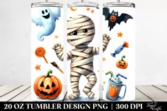 Watercolor Halloween Mummy 20 Oz Tumbler Product Image 2