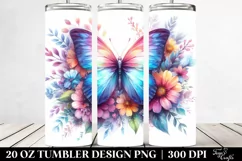 Vibrant Butterfly Flowers. 20 Oz Tumbler Design Product Image 2