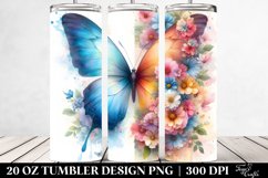 Vibrant Butterfly Flowers. 20 Oz Tumbler Design Product Image 2